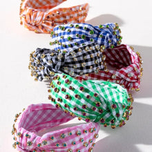  Embellished Gingham Knotted Headband