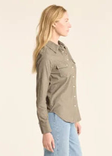 Printed Corduroy Gambler Shirt- Sage Green