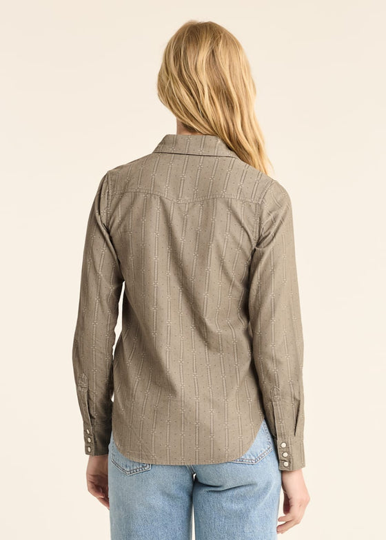 Printed Corduroy Gambler Shirt- Sage Green