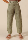 Mineral Washed Mid Rise Barrel Pants