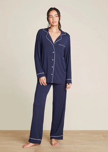  Luxe Milk Jersey Piped Pajama- Indigo