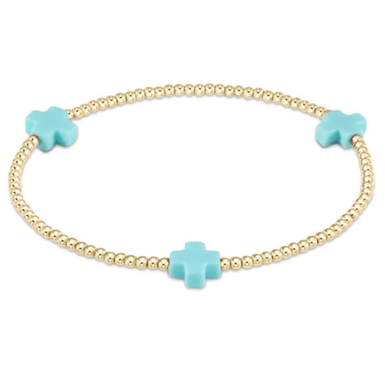 Enewton egirl Signature Cross Small Gold Pattern 2mm Bead Bracelet