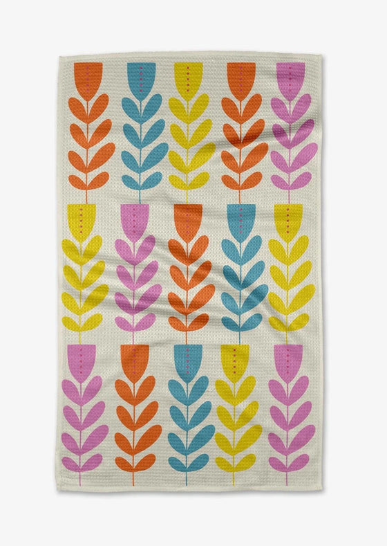 Folk Art Tulips Tea Towel