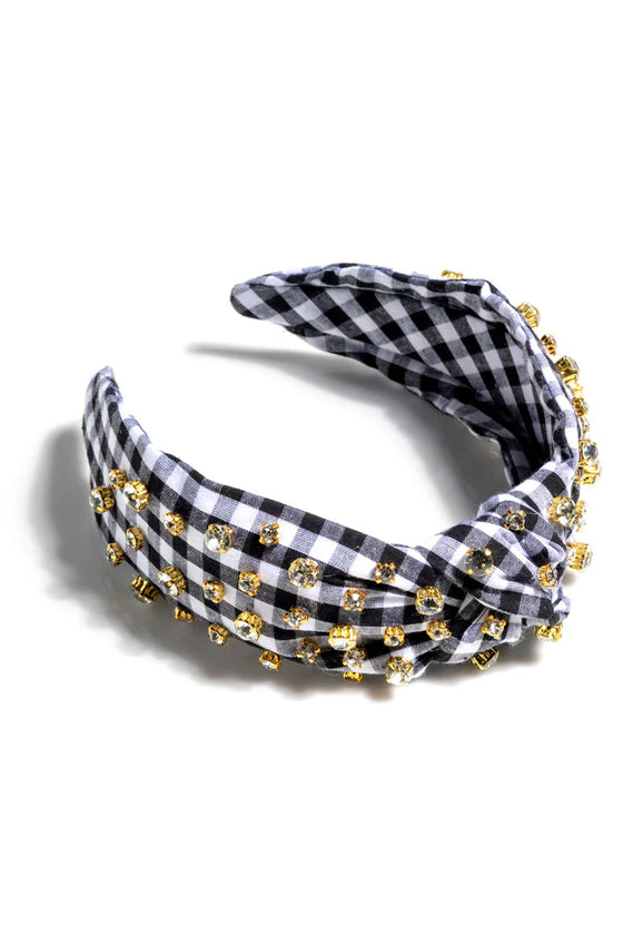 Embellished Gingham Knotted Headband