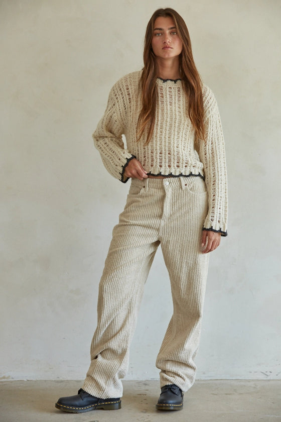 Cream Knit Sweater Pullover