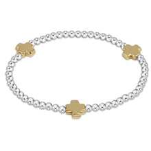  enewton Signature Cross Sterling Mixed Metal Pattern 3mm Bead Bracelet-Gold