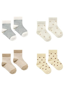  Printed Sock Set - Stripe, Dove, Apples